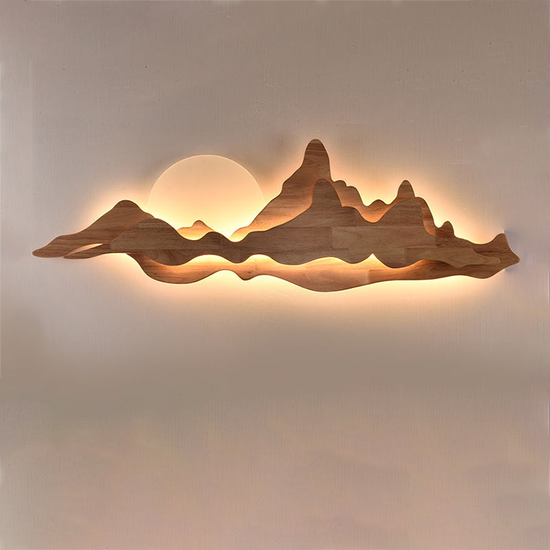 1-Light LED Wall Mount Light Simple Wooden Wall Light with Acrylic Shade for Bedroom