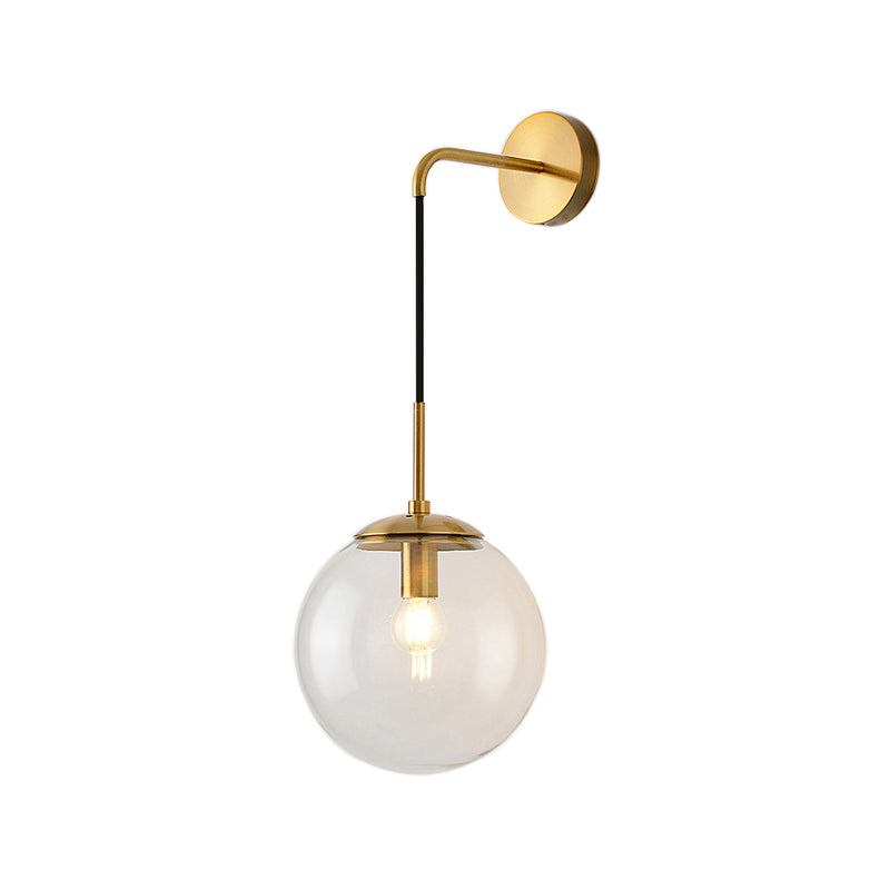 Glass Globe Wall Hanging Lamp Modern 1-Light Dining Room Wall Sconce