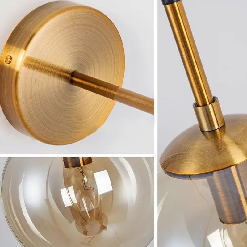 Glass Globe Wall Hanging Lamp Modern 1-Light Dining Room Wall Sconce