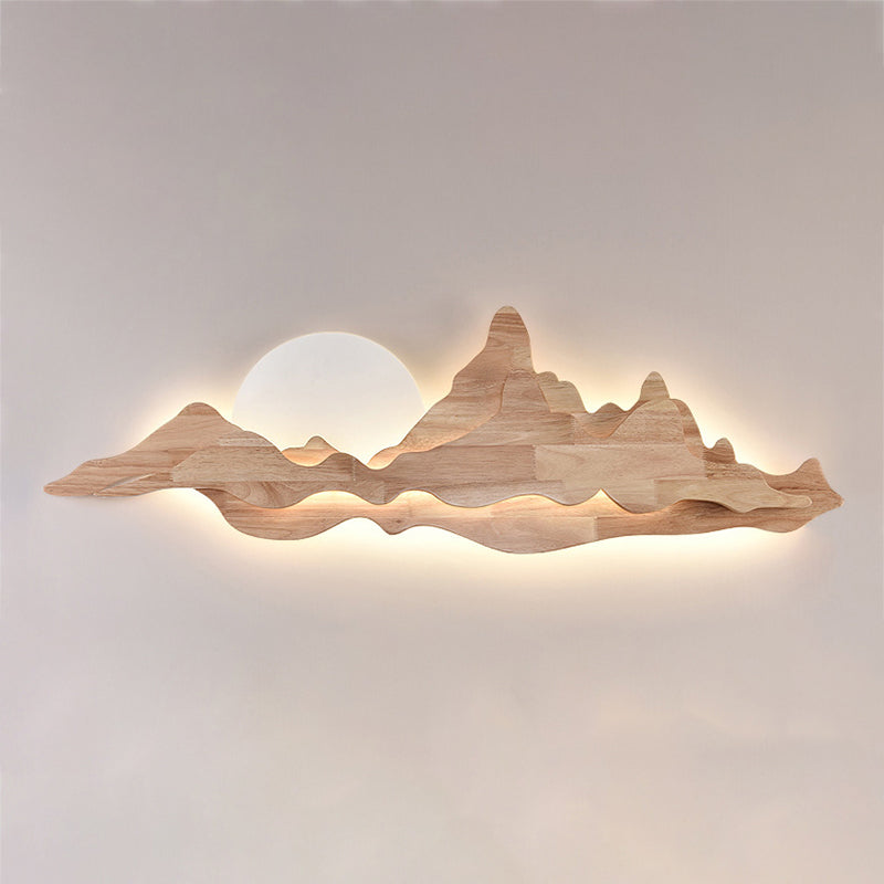 Cloud Shape Wooden Wall Sconce 1 Light Wall Mount Lamp with Acrylic Shade for Living Room