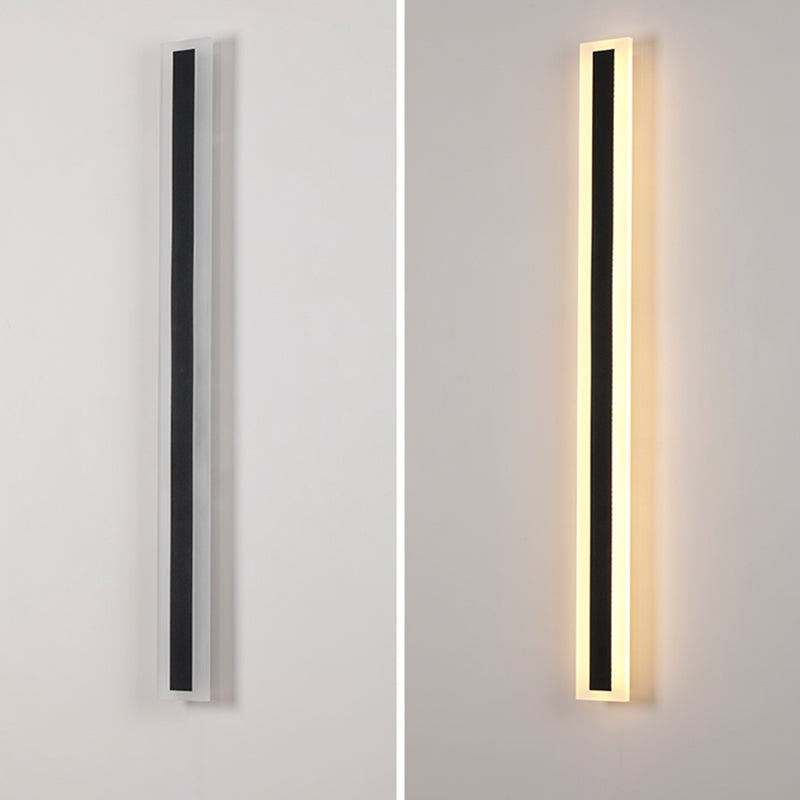 Metal Linear Shape Wall Light Modern Style 1-Light Wall Mount Light Fixture in Black