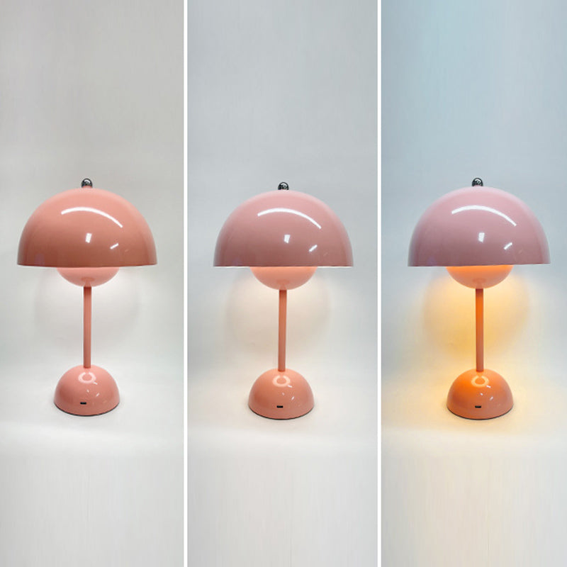 Modern Style Drum Shape Table Light Metal 1 Light Nightstand Lamps for Bedside