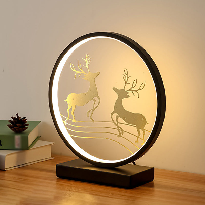 Modern Style Circle Shape Table Light Metal 1 Light Nightstand Lamps for Bedroom