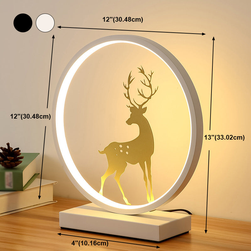 Modern Style Circle Shape Table Light Metal 1 Light Nightstand Lamps for Bedroom