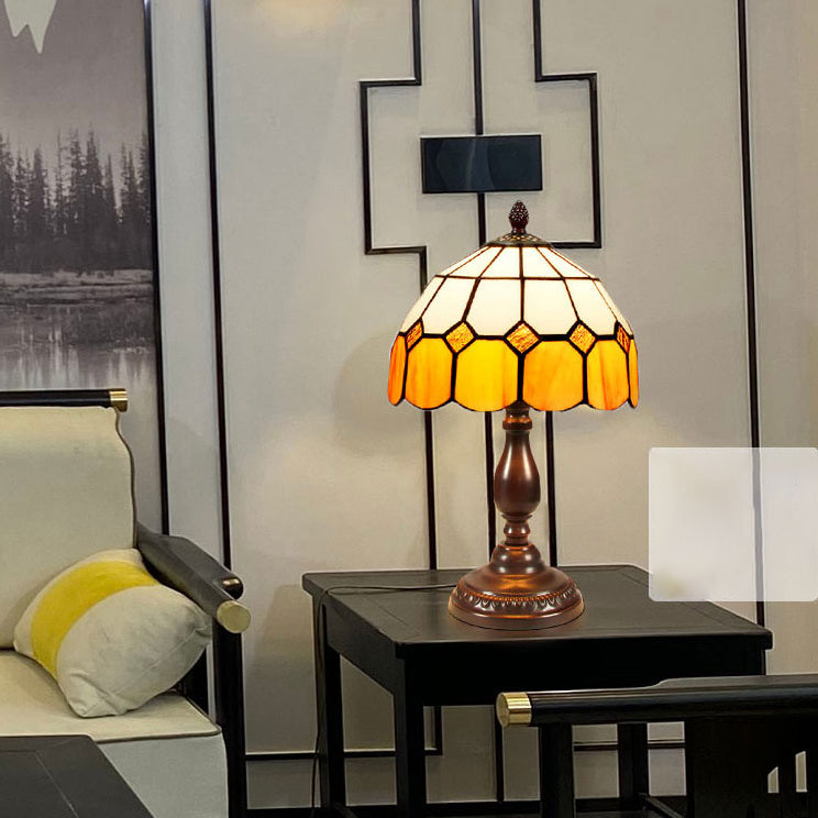 Glass Geometric Night Table Lamps Tiffany Style 1 Light Table Lamp