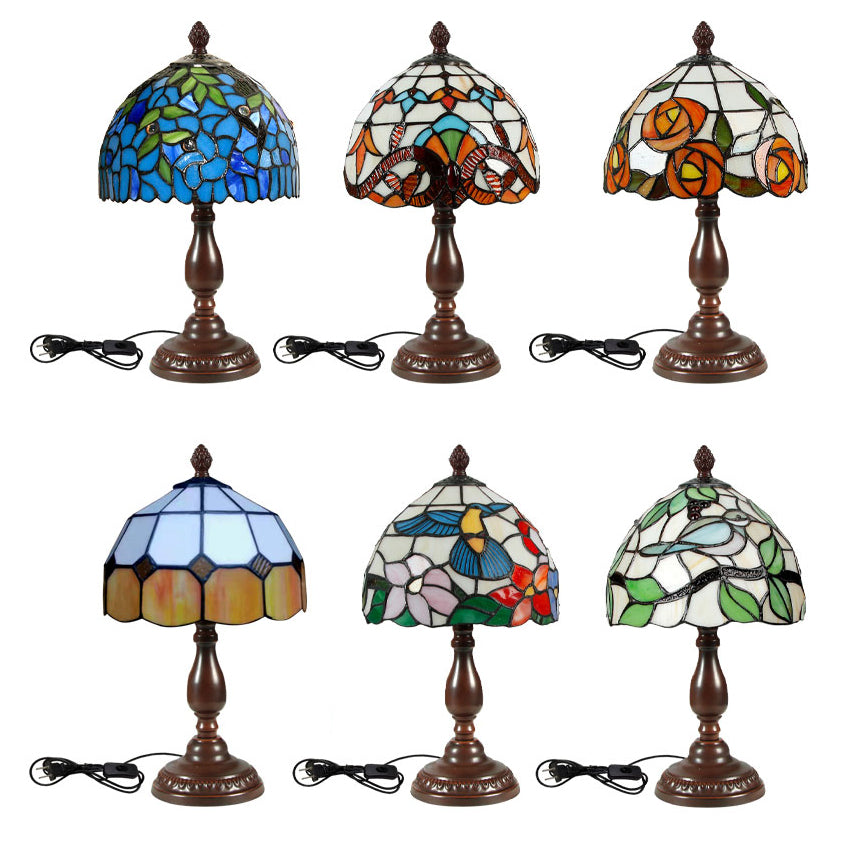 Glass Geometric Night Table Lamps Tiffany Style 1 Light Table Lamp