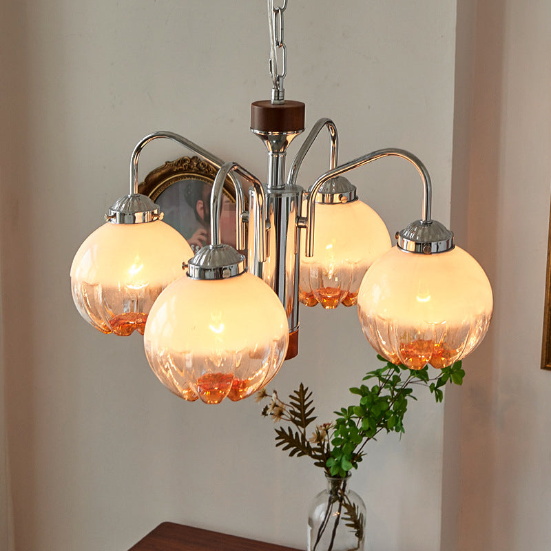 Simple Silver Chandelier Light Fixtures Glass Hanging Chandelier for Living Room