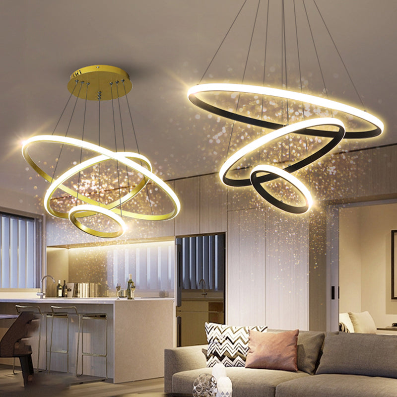 Modern Circle Chandelier Metal Layered LED Chandelier Pendant for Living Room