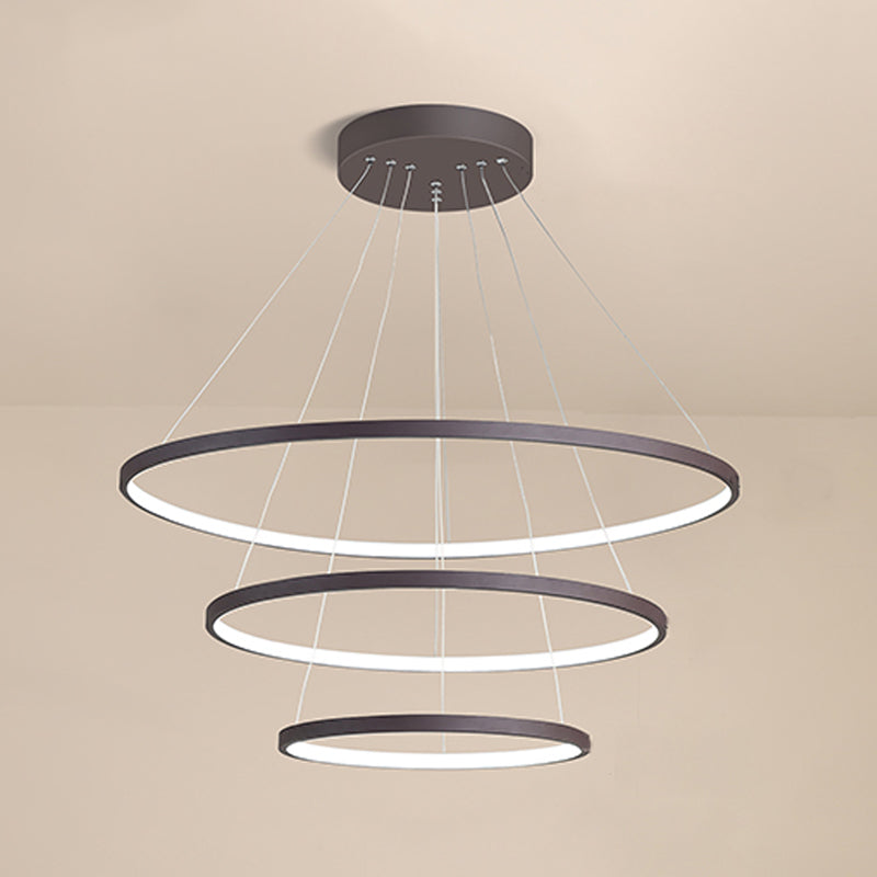 Metal Round Flush Ceiling Light Modern Multi Lights Flush Mount Lighting Fixture in Brown