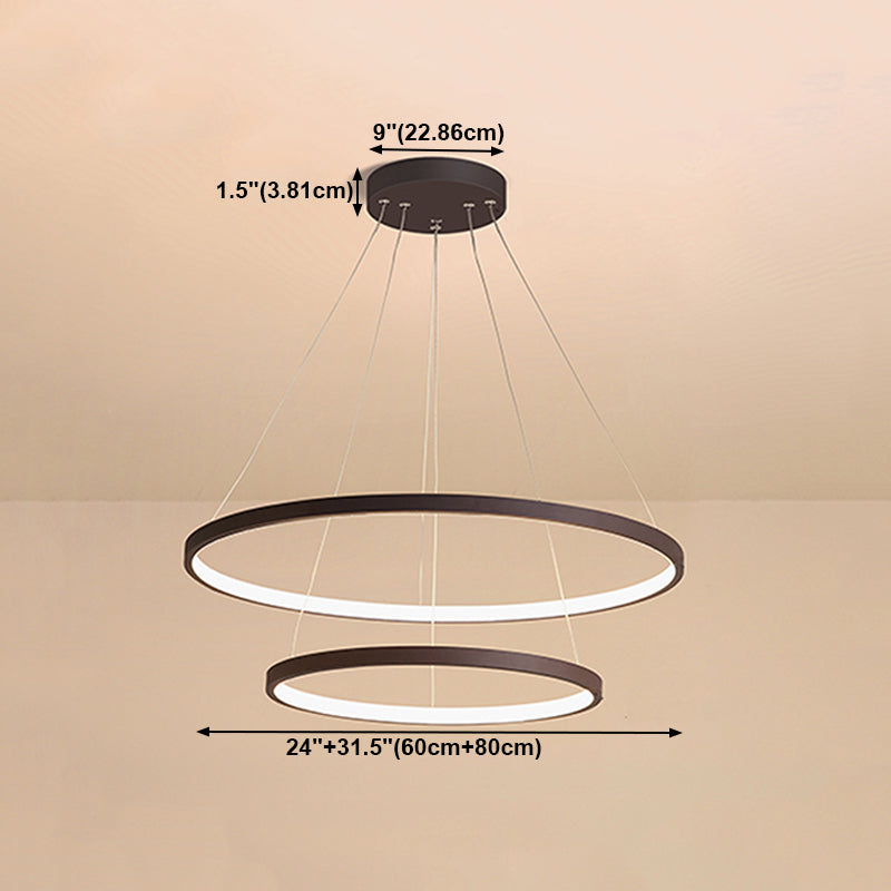 Metal Round Flush Ceiling Light Modern Multi Lights Flush Mount Lighting Fixture in Brown