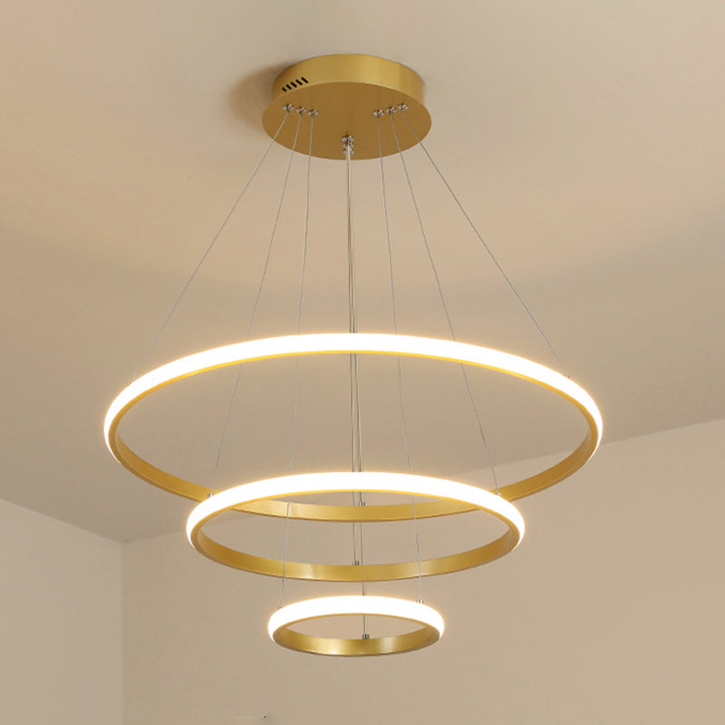 Gold Rings Suspension Pendant Light Modern Style LED Metal Chandelier Pendant Light