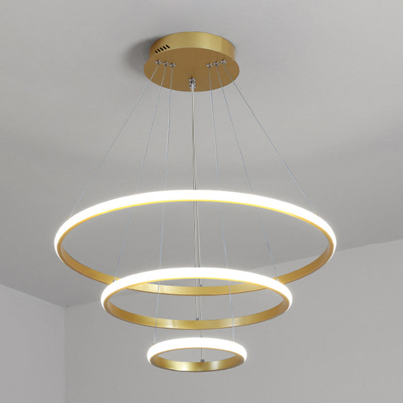 Gold Rings Suspension Pendant Light Modern Style LED Metal Chandelier Pendant Light