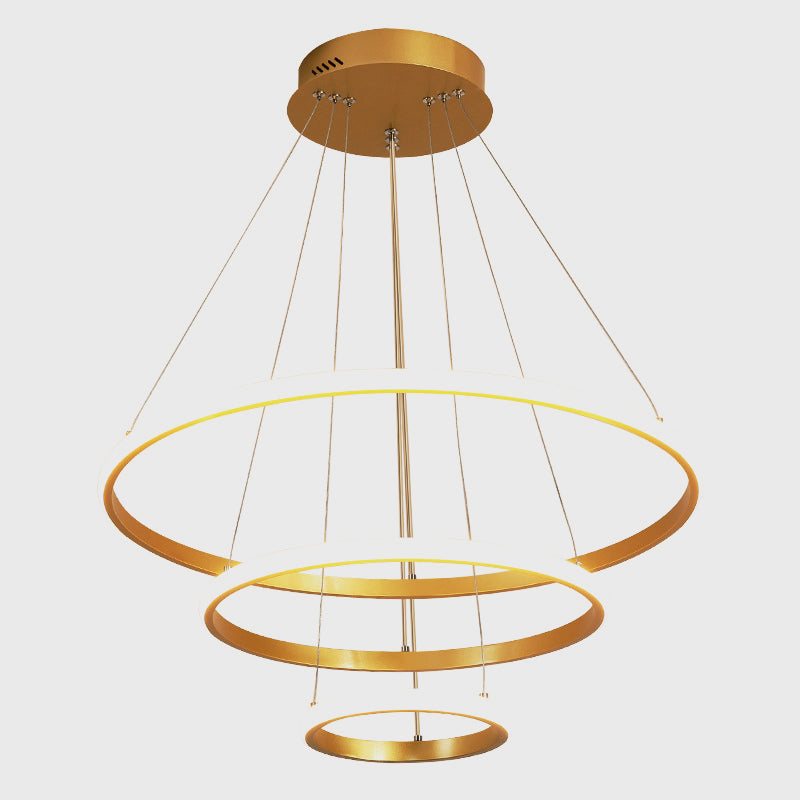 Gold Rings Suspension Pendant Light Modern Style LED Metal Chandelier Pendant Light