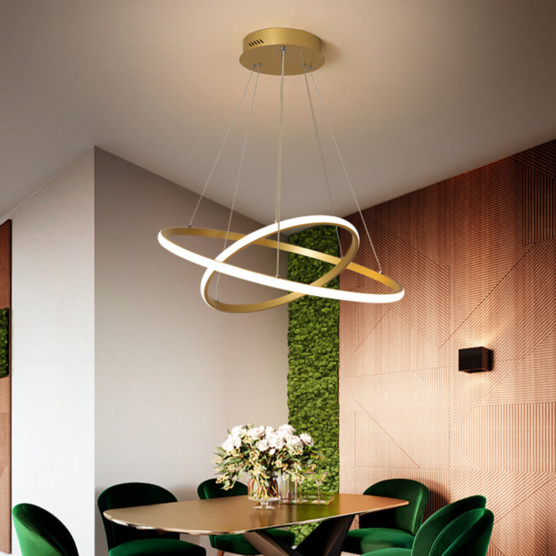 Gold Rings Suspension Pendant Light Modern Style LED Metal Chandelier Pendant Light