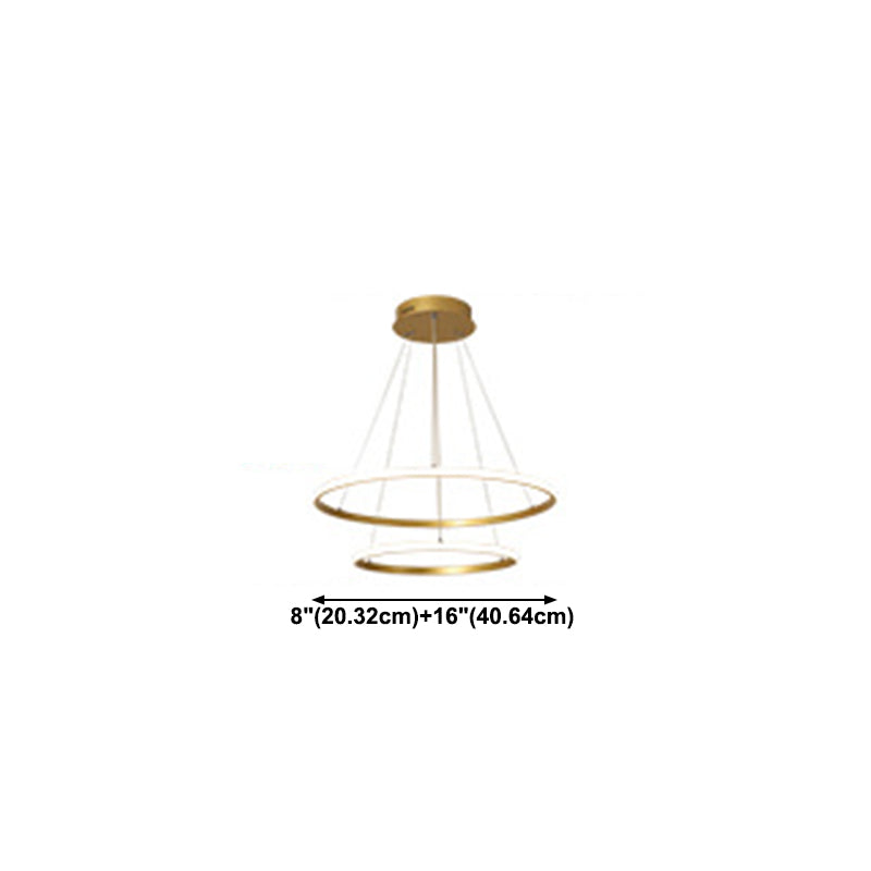 Gold Rings Suspension Pendant Light Modern Style LED Metal Chandelier Pendant Light