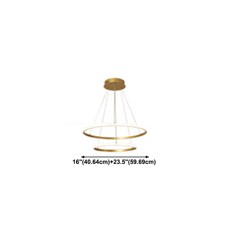 Gold Rings Suspension Pendant Light Modern Style LED Metal Chandelier Pendant Light