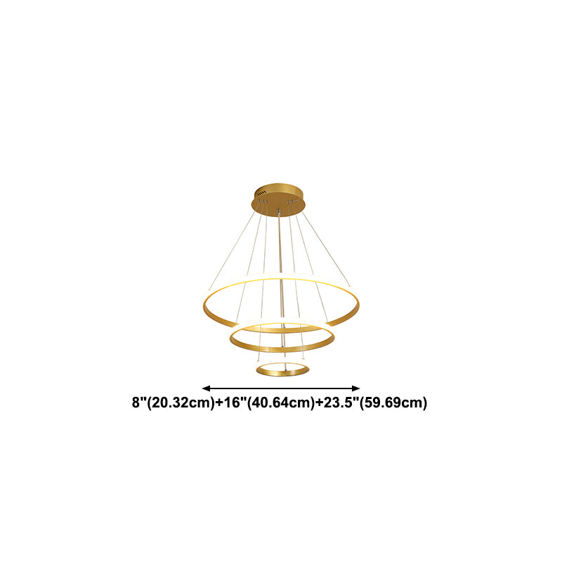 Gold Rings Suspension Pendant Light Modern Style LED Metal Chandelier Pendant Light