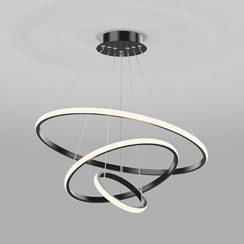 Metal Circular Pendant Lighting Fixture Modern Style LED Hanging Chandelier