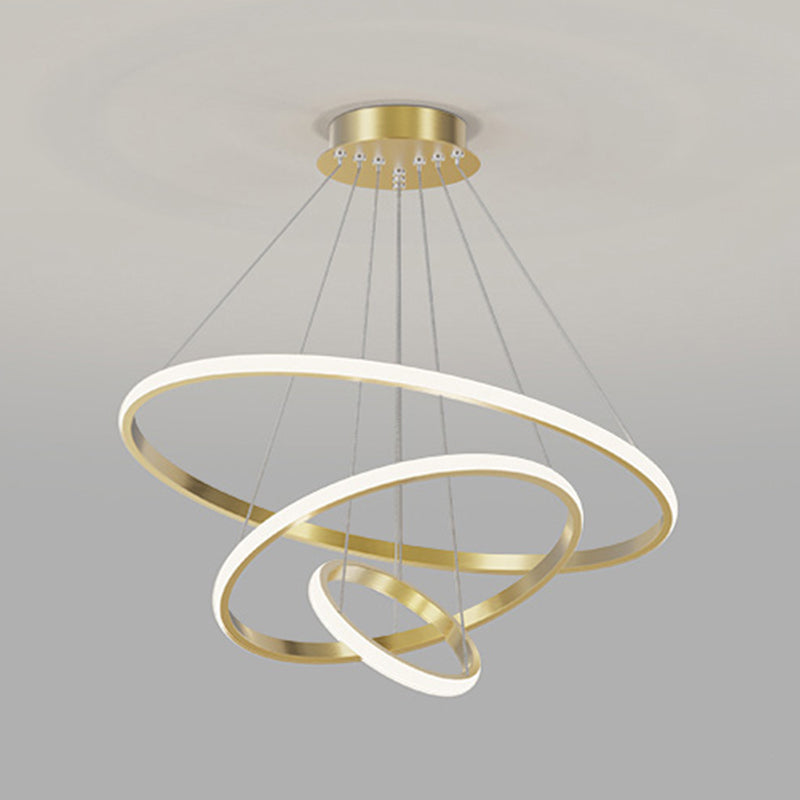 Metal Circular Pendant Lighting Fixture Modern Style LED Hanging Chandelier