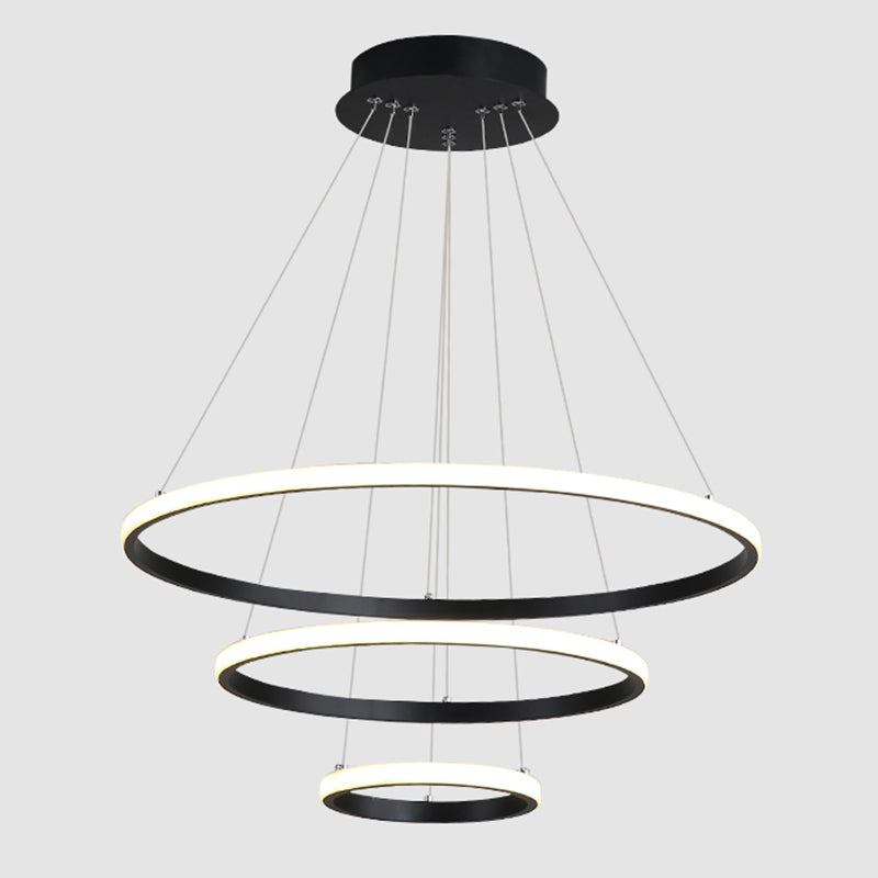 Metal Circular Pendant Lighting Fixture Modern Style LED Hanging Chandelier