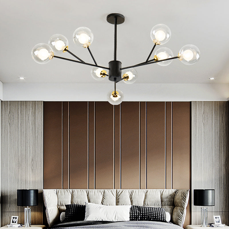 Metal Pendant Lighting Fixture Modern Style Glass Hanging Chandelier for Sitting Room