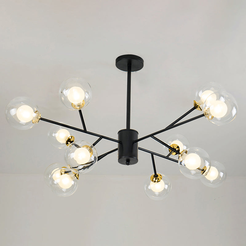 Metal Pendant Lighting Fixture Modern Style Glass Hanging Chandelier for Sitting Room