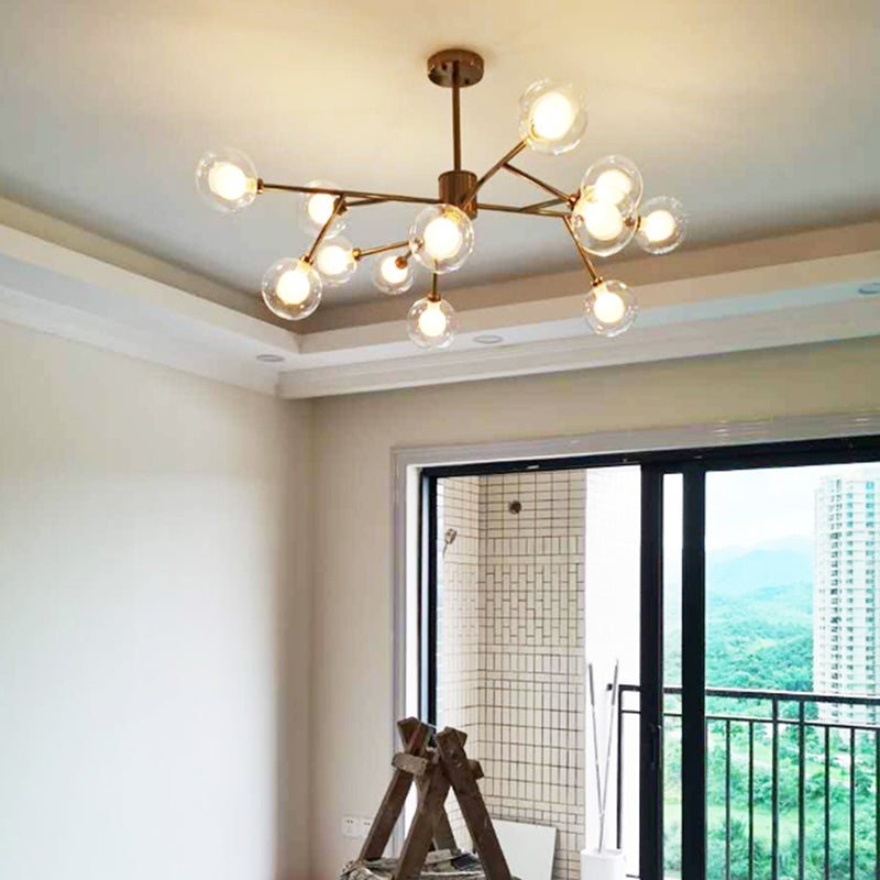 Metal Pendant Lighting Fixture Modern Style Glass Hanging Chandelier for Sitting Room