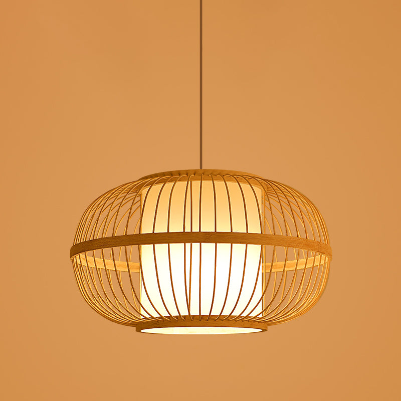 Chinese Style Bamboo Pendant Light Geometric Hanging Pendant for Restaurant