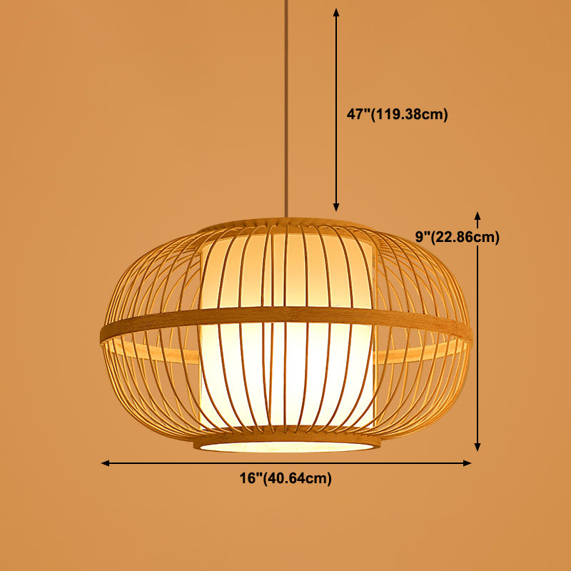 Chinese Style Bamboo Pendant Light Geometric Hanging Pendant for Restaurant