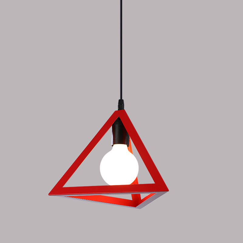 Simple Iron Ceiling Light Industrial Style Geometry Colorful Pendant Lamp for Houseroom