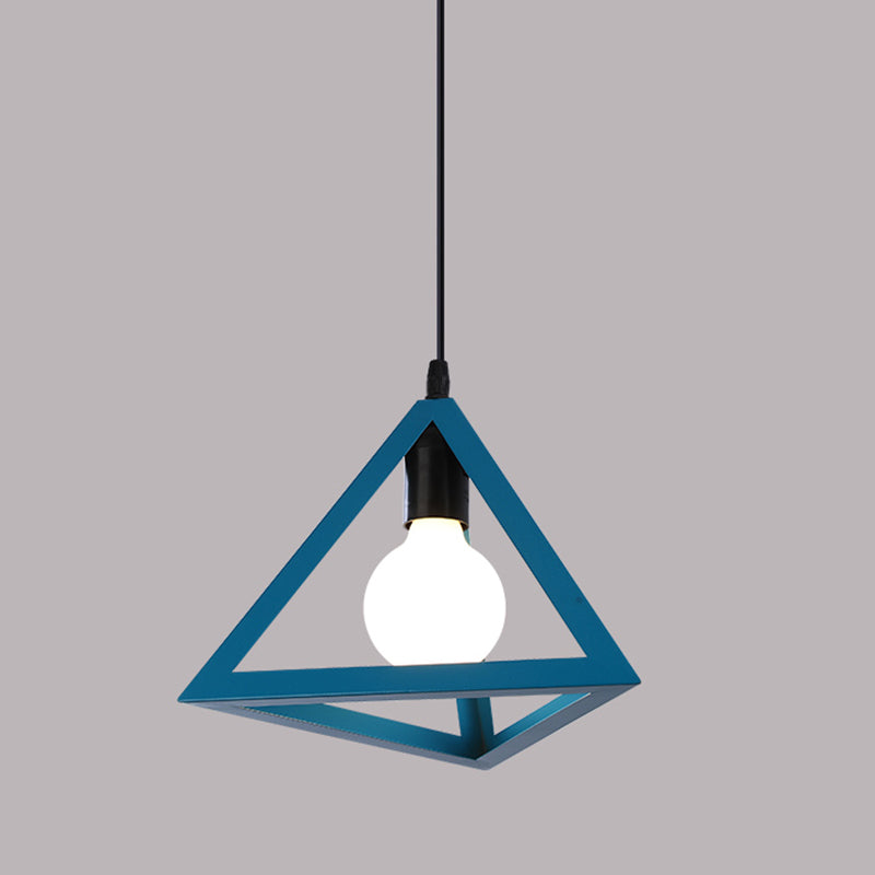 Simple Iron Ceiling Light Industrial Style Geometry Colorful Pendant Lamp for Houseroom