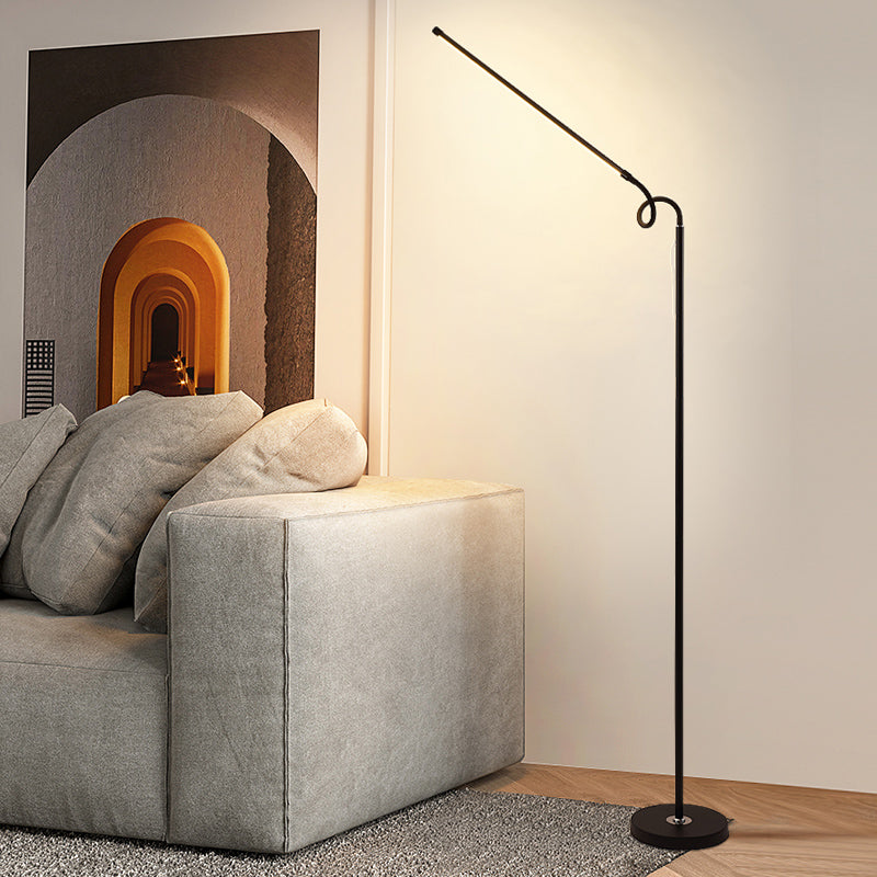 Linear Shape Metal Floor Light Modern Style 1 Light  Floor Light Fixtures in Black