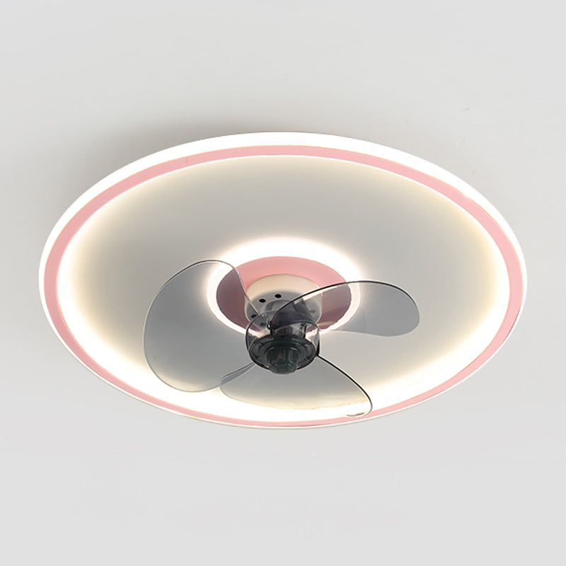 Round Shape Metal Ceiling Fans Modern Style Single Light  Ceiling Lamp