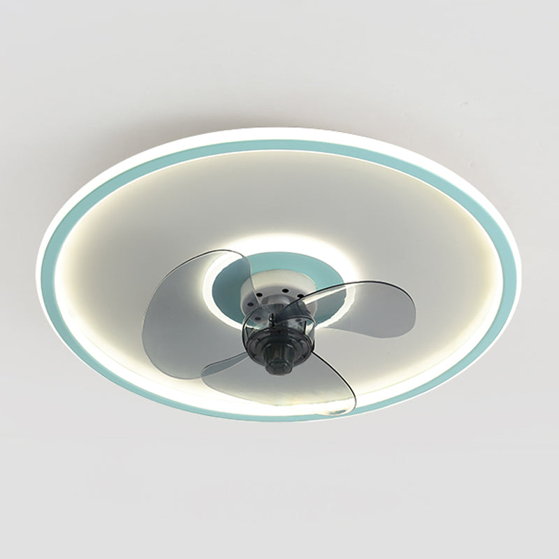 Round Shape Metal Ceiling Fans Modern Style Single Light  Ceiling Lamp