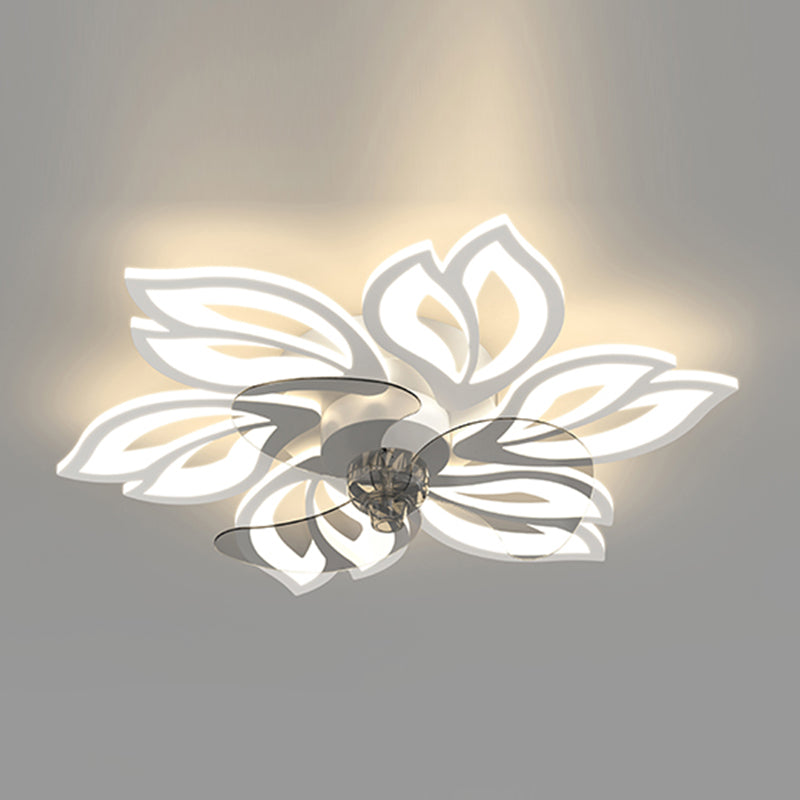 Flower Shape Metal Ceiling Fan Modern Style Multi Lights Ceiling Fan Lamp