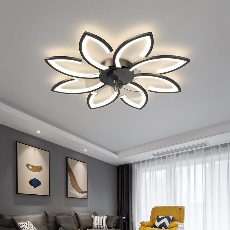 Flower Shape Metal Ceiling Fan Modern Style Multi Lights Ceiling Fan Lamp