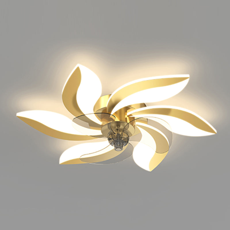 Flower Shape Metal Ceiling Fan Modern Style Multi Lights Ceiling Fan Lamp
