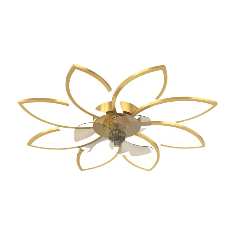 Flower Shape Metal Ceiling Fan Modern Style Multi Lights Ceiling Fan Lamp