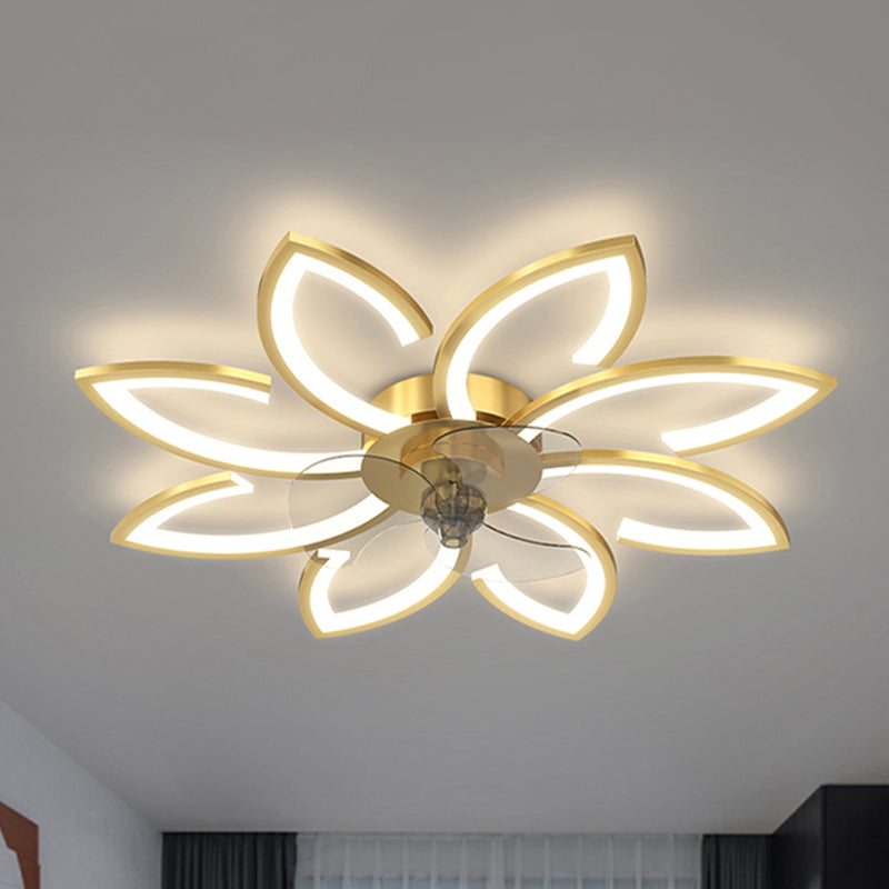 Flower Shape Metal Ceiling Fan Modern Style Multi Lights Ceiling Fan Lamp