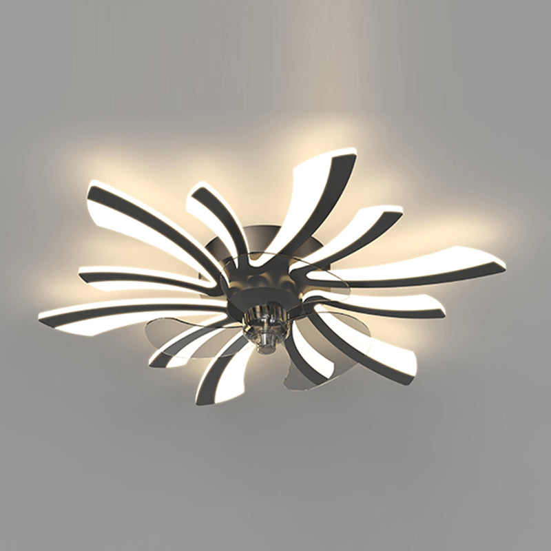 Flower Shape Metal Ceiling Fan Modern Style Multi Lights Ceiling Fan Lamp