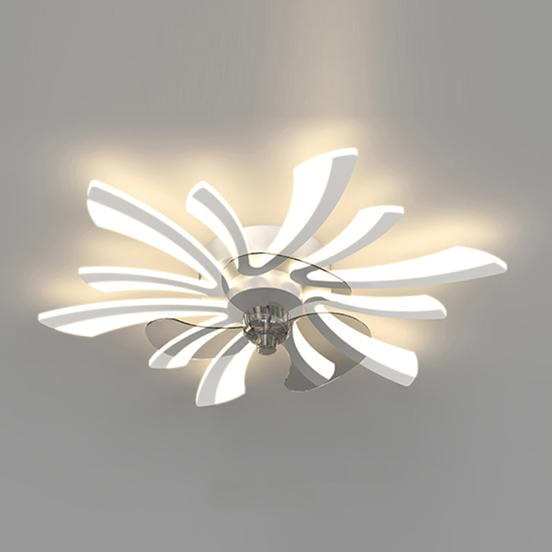 Flower Shape Metal Ceiling Fan Modern Style Multi Lights Ceiling Fan Lamp