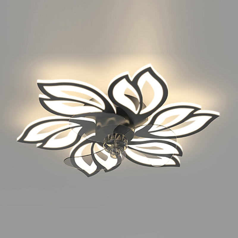 Flower Shape Metal Ceiling Fan Modern Style Multi Lights Ceiling Fan Lamp