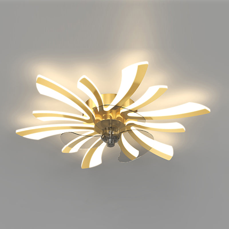 Flower Shape Metal Ceiling Fan Modern Style Multi Lights Ceiling Fan Lamp