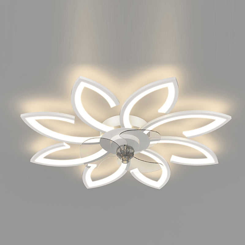 Flower Shape Metal Ceiling Fan Modern Style Multi Lights Ceiling Fan Lamp