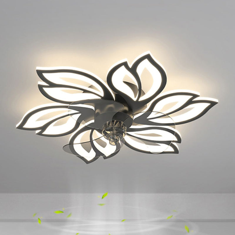 Flower Shape Metal Ceiling Fan Modern Style Multi Lights Ceiling Fan Lamp