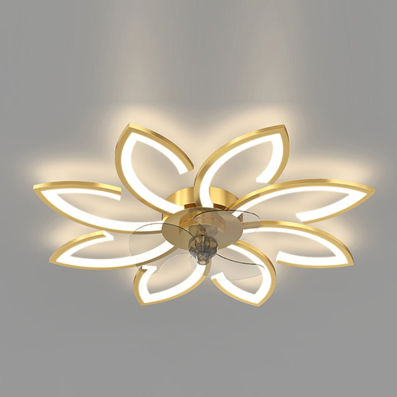 Flower Shape Metal Ceiling Fan Modern Style Multi Lights Ceiling Fan Lamp