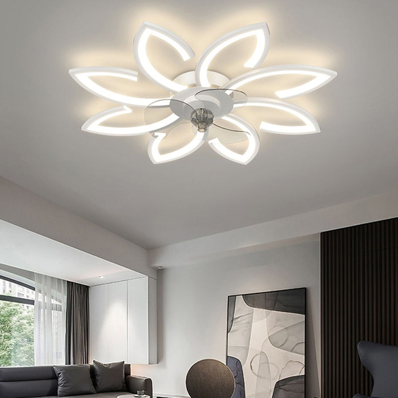 Flower Shape Metal Ceiling Fan Modern Style Multi Lights Ceiling Fan Lamp