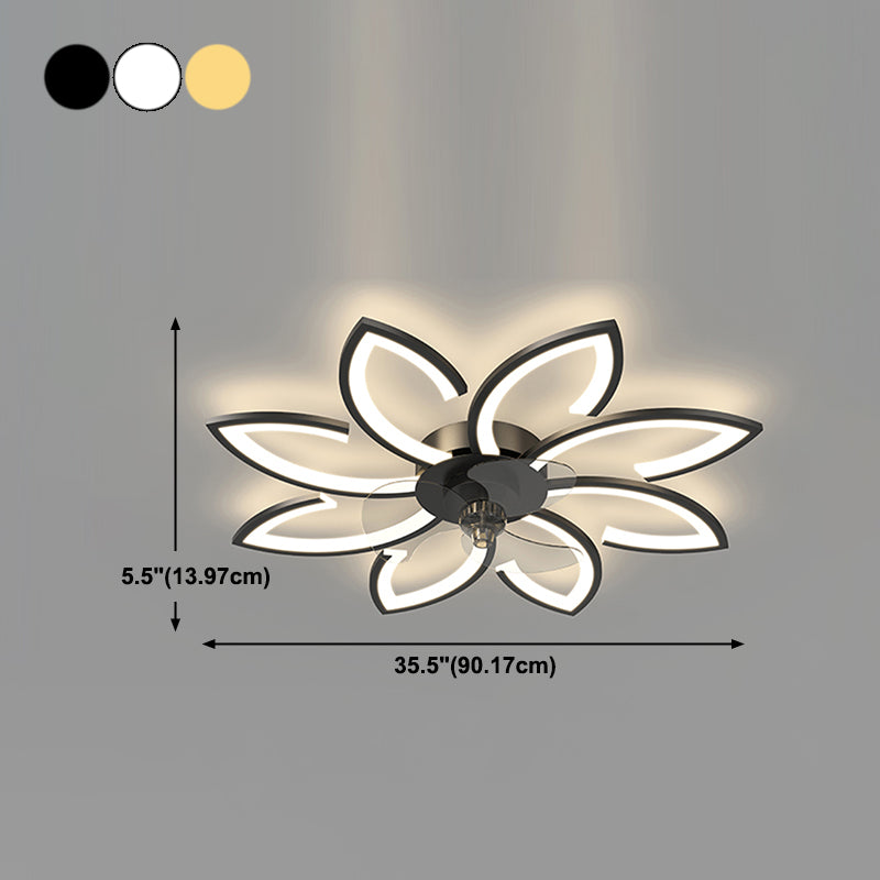 Flower Shape Metal Ceiling Fan Modern Style Multi Lights Ceiling Fan Lamp