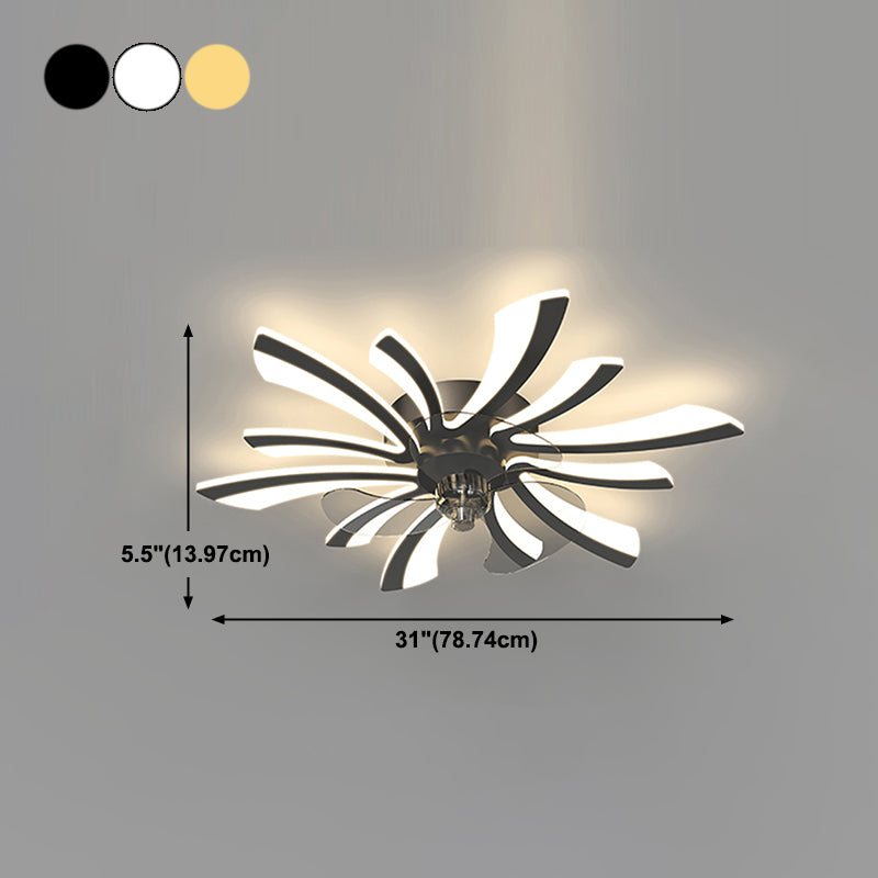 Flower Shape Metal Ceiling Fan Modern Style Multi Lights Ceiling Fan Lamp