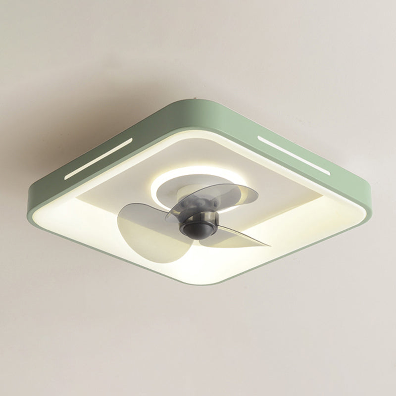 Geometric Shape Metal Ceiling Fan Modern Style 2 Lights Ceiling Fan Lamp